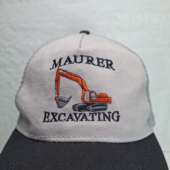Vintage Maurer Excavating Trucker Snapback Hat Cap Meshback - Picture 4 of 7